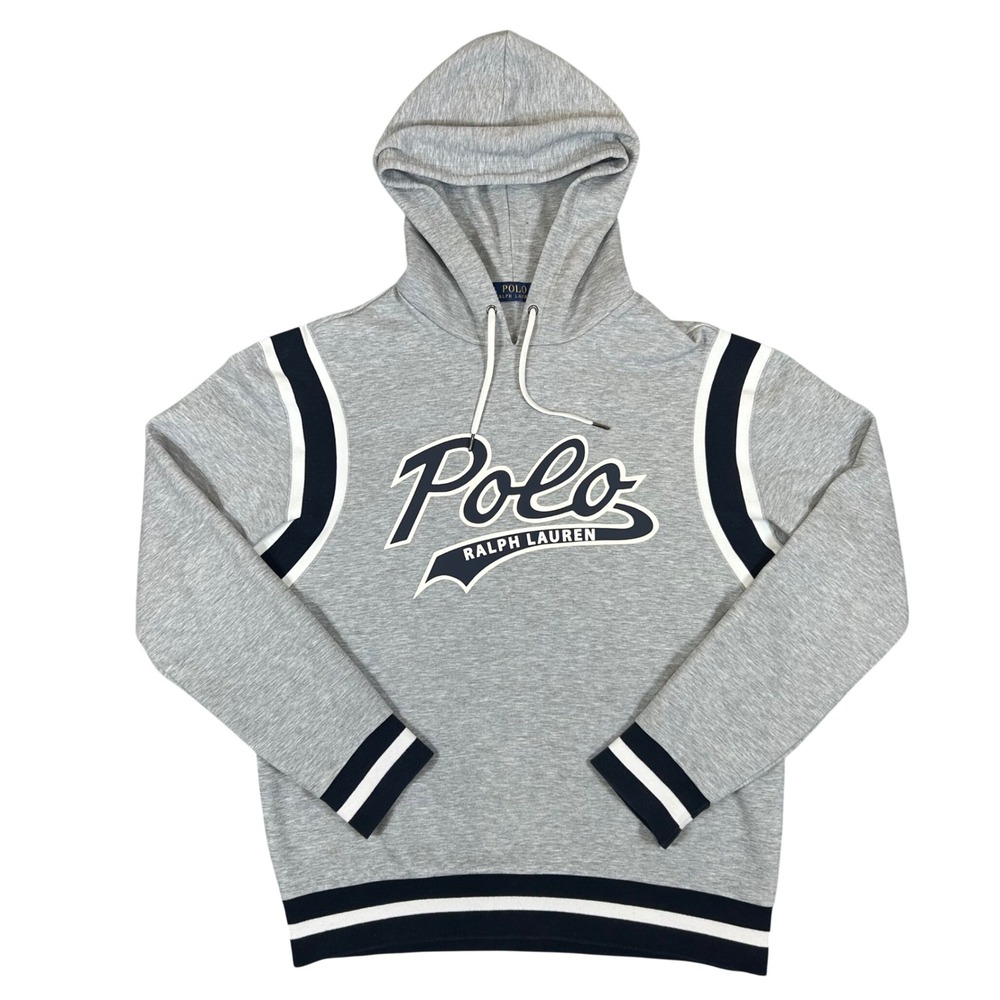 Polo Ralph Lauren Mens Grey Varsity Script Logo Hoodie Sweatshirt M 116244